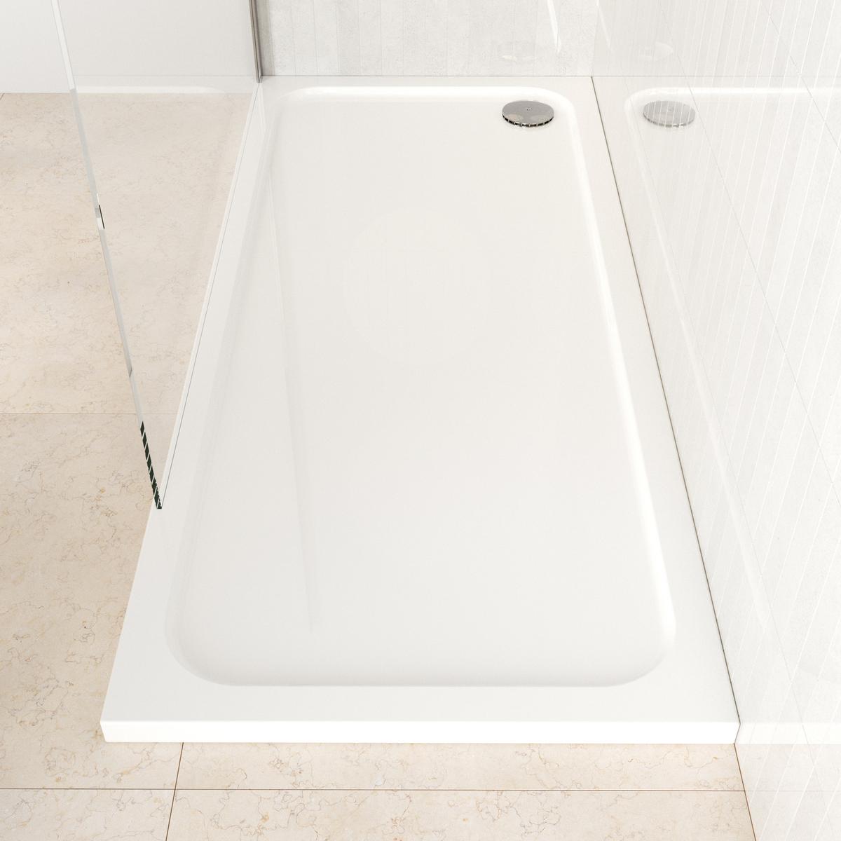 1800x800mm Rectangular 45mm White Stone Resin Shower Tray – Pearl