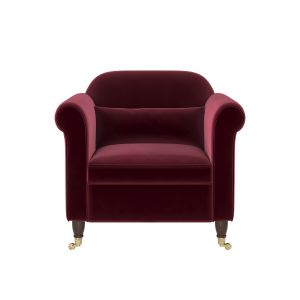 Burgundy Velvet Traditional Armchair - Ramona