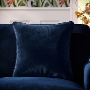 Navy Blue Velvet Fibre Filled Sofa Scatter Cushion - 50 x 50cm - Payton