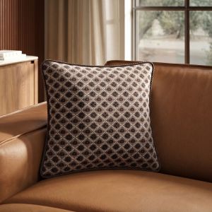 Brown Patterned Rope Trim Sofa Scatter Cushion - 45 x 45cm - Eos