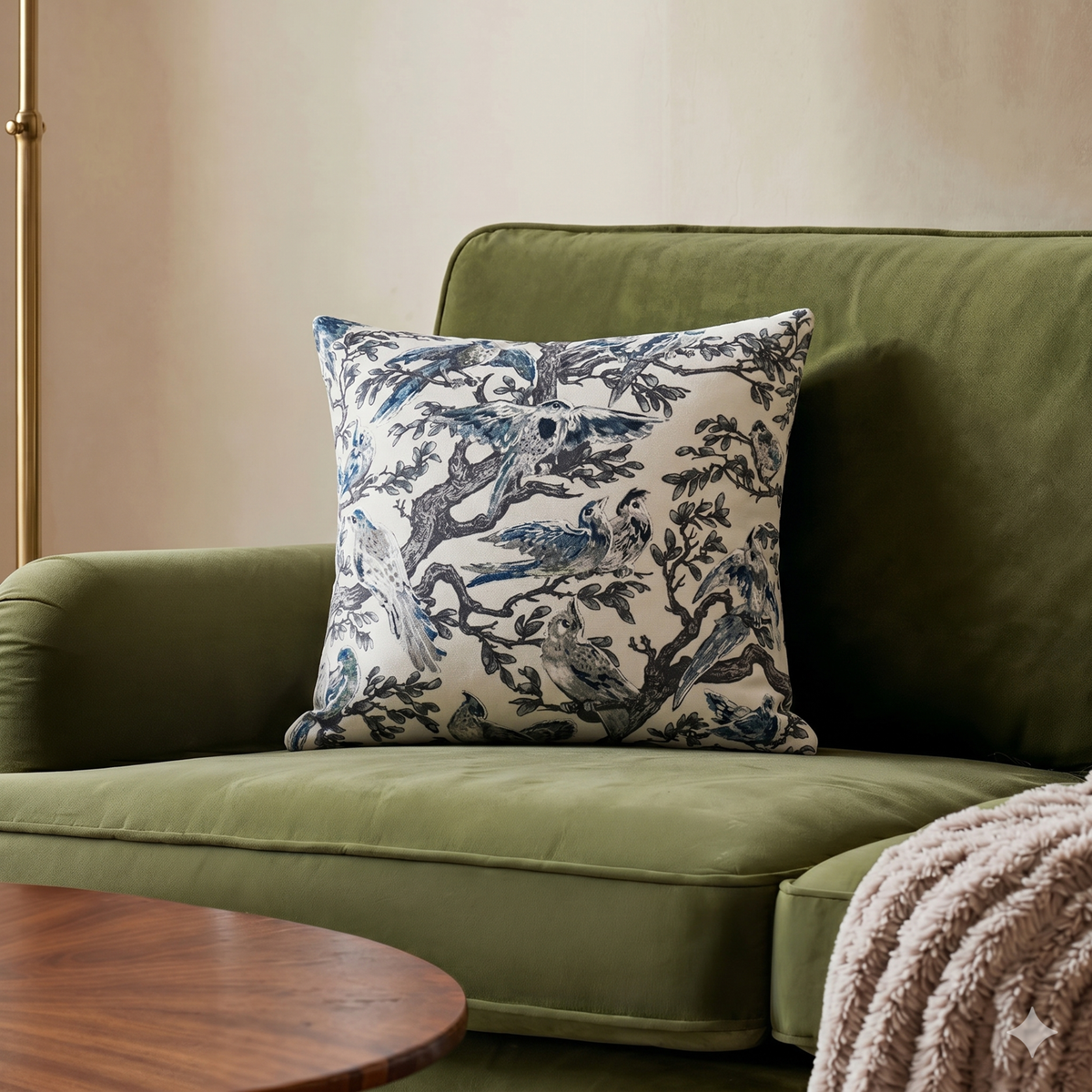 Beige Patterned Sofa Scatter Cushion - 45 x 45cm - Aether