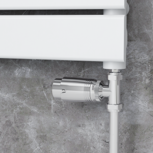 Elego Chrome Modern TRV Straight Thermostatic Radiator Valves With Lockshield