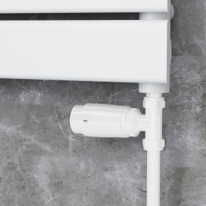 Elego White Modern TRV Straight Thermostatic Radiator Valves With Lockshield