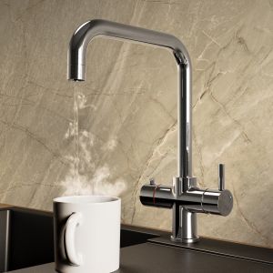 Chrome 3 in 1 Square Spout Instant Boiling Hot Kitchen Mixer Tap with 3L Boiler - Pronto Vesta