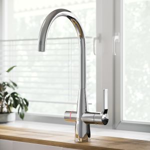 Chrome 4 in 1 Instant Boiling Hot Kitchen Sensor Tap with 2.4L Boiler and Filter - Pronto Wallace