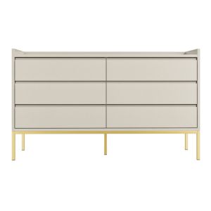 Wide Light Grey Modern 6 Drawer Chest of Drawers - Zion