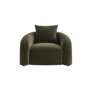 Modern Green Velvet Armchair with Cushion - Zuri