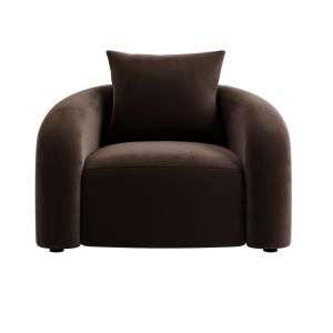 Modern Brown Velvet Armchair with Cushion - Zuri