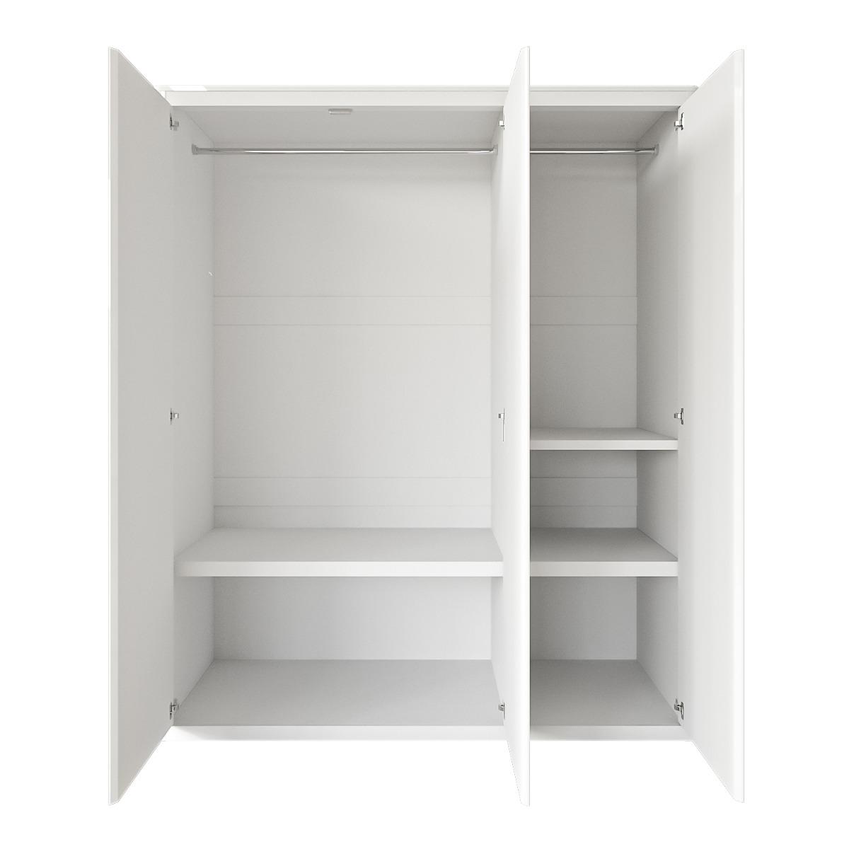 White Gloss 3 Door Wardrobe with Soft Close Doors - Lexi