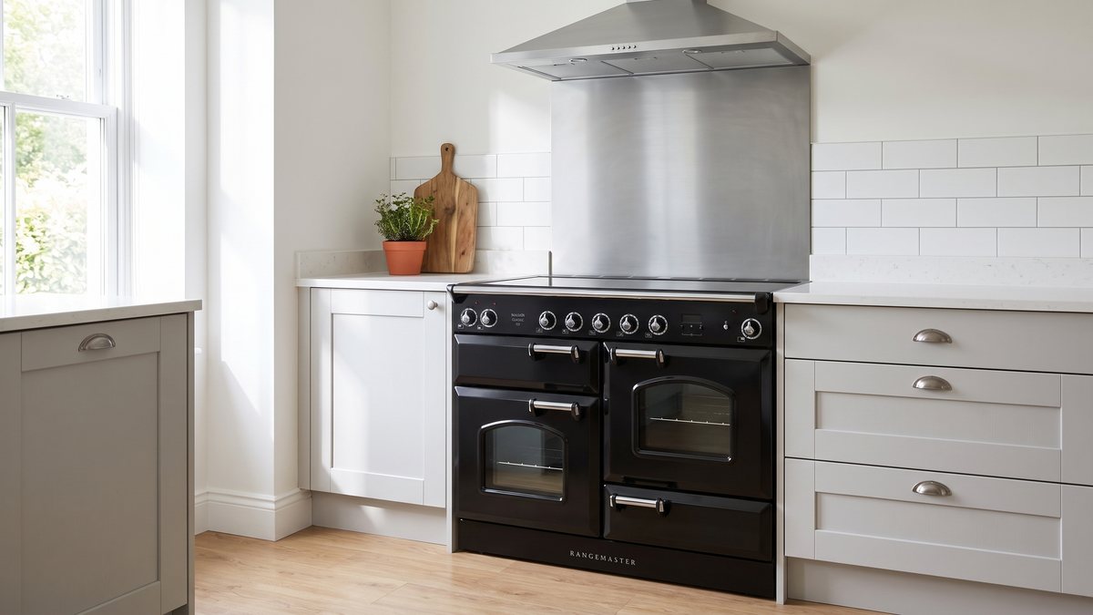 Ovens, hobs and cookers buying guide: a range cooker fitted between kitchen units